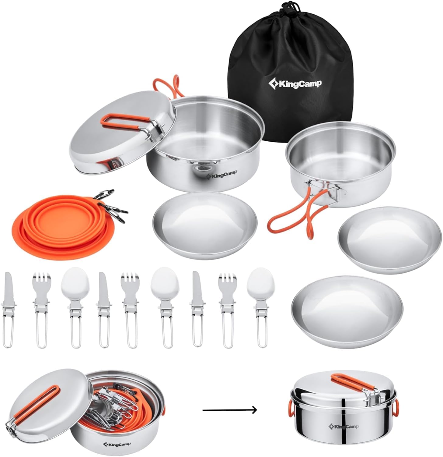 Amazon | KingCamp アウトドアクッカー食器18点セット 3人用