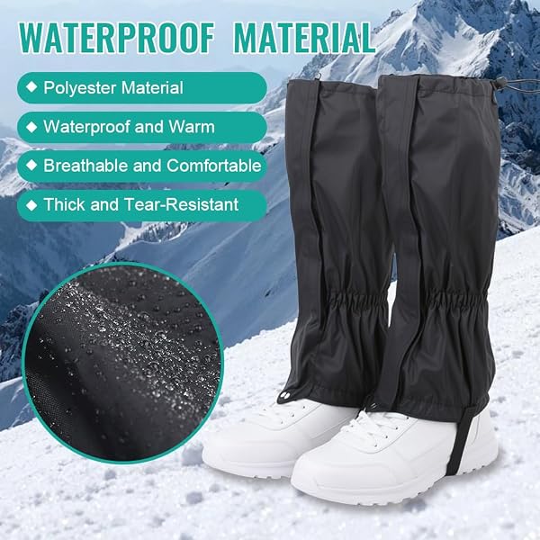 Ghette Impermeabili Trekking,Ghette Caccia,Ghettes da Neve Regolabili,Ghettes Alpinismo Antivipera,Hiking Gaiters per Uomo Donna e Bambino,Esterno,Escursionismo,Camminata,Arrampicata - 4