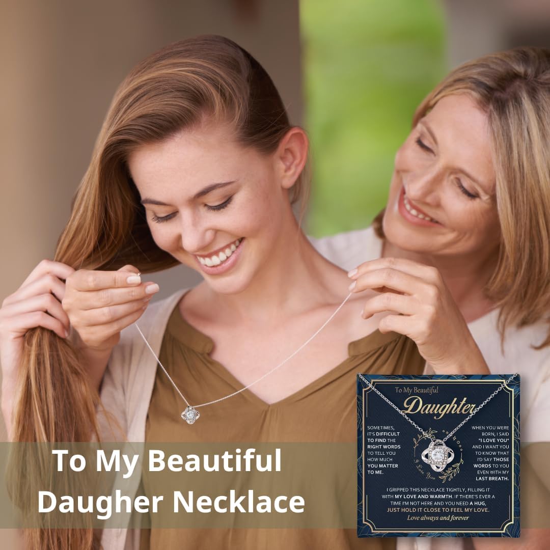 To My Daughter Necklace from Dad Mom - Daughter Gifts from Mother Father, Beautiful Necklace for Birthday, Graduation, Wedding Day, Mothers Day Gift for Adult Grown Daughters, Unique Presents Ideas - Image 2