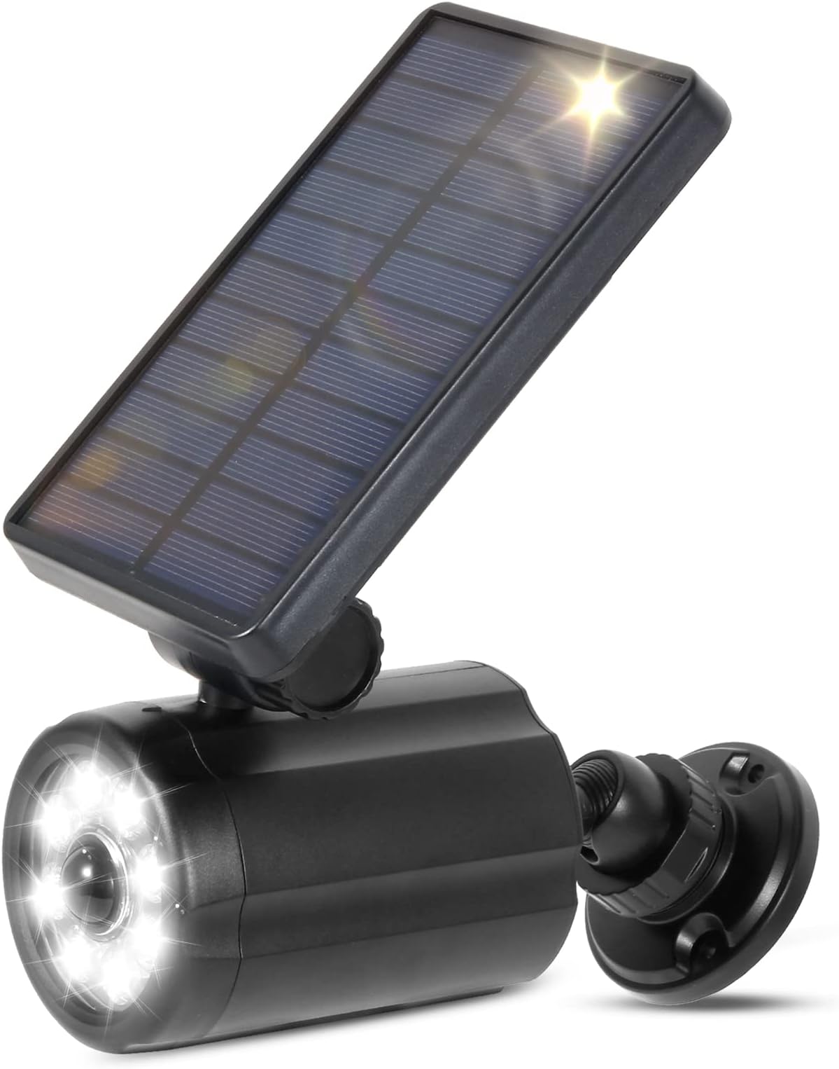 Solar Motion Sensor Light Outdoor Waterproof with Fake Camera, Security Floodlight, No Power Required Solar spotlights Waterproof Outdoor for Patio, Deck, Yard, Garden, Garage, Bin Area (Single)