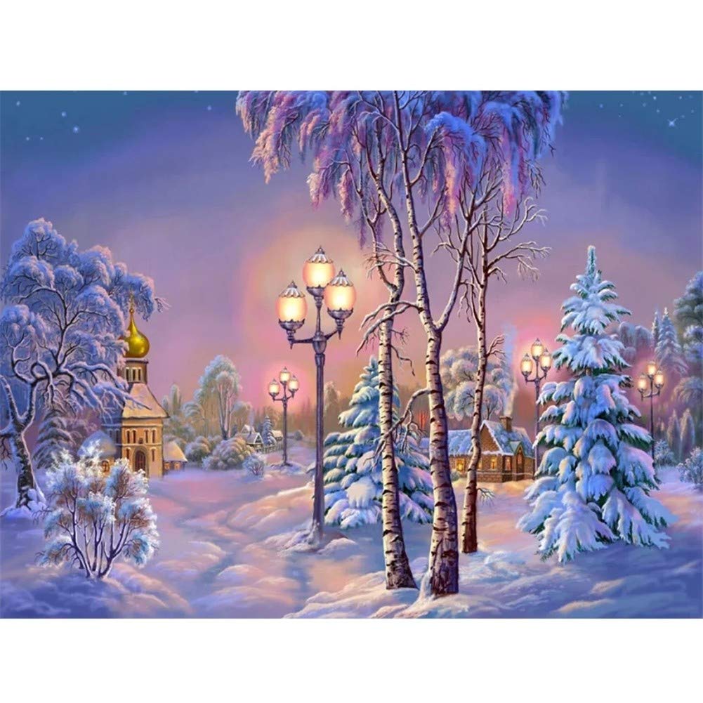 Peinture Diamant Arbre à Neige d'Hiver pour Décorer le Salon ou la Chambre