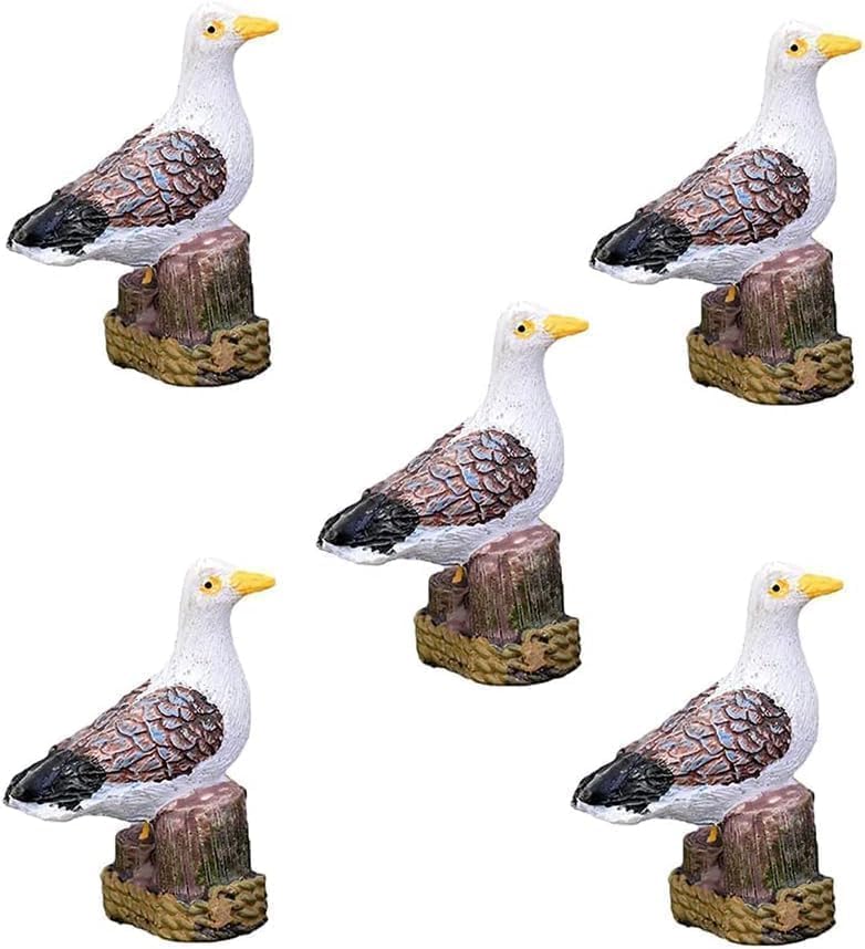 Cawhui 5Pcs Sea Bird Seagull Stand Stump Miniature Fairy Garden Home Houses Decoration Craft Micro Landscaping Decor DIY Accessories, Outdoor Statues, Garden Sculptures and Statues