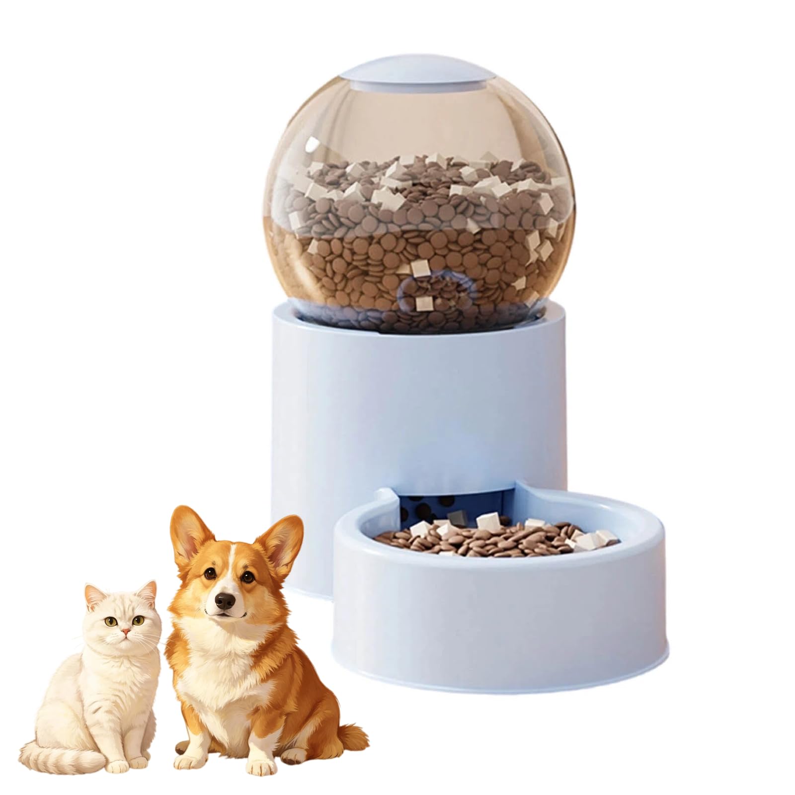 Cat Feeder and Water Dispenser Gravity, Cat Gravity Feeder, Pet Water Dispenser And Food Feeder, Cat Food Dispenser and Gravity Water Fountain for Cats Small Dogs Puppies Pets (Blue-Food Feeder)