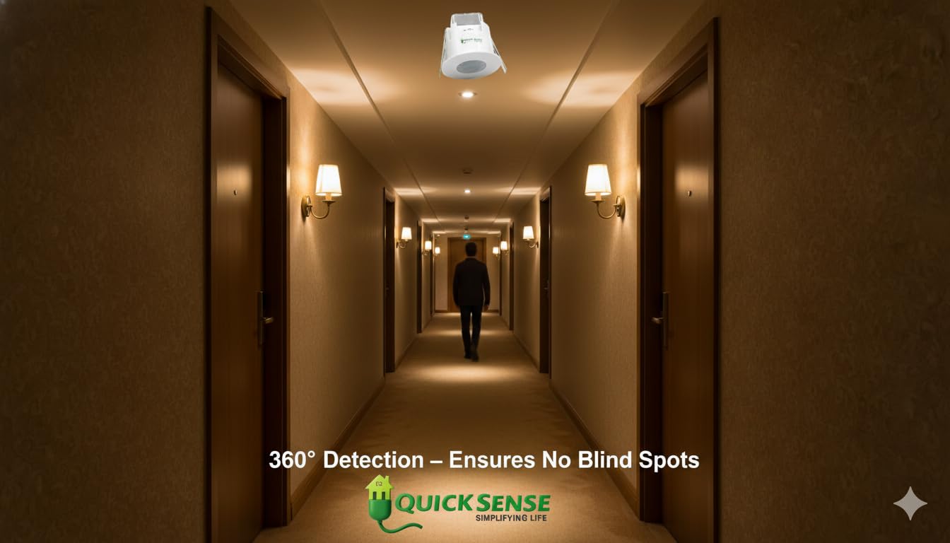 Quick Sense PIR Motion Sensor PR10 | 360° Detection | Ceiling Mount | Automatic Light Control | Energy Saving Sensor | 220–240V AC 1