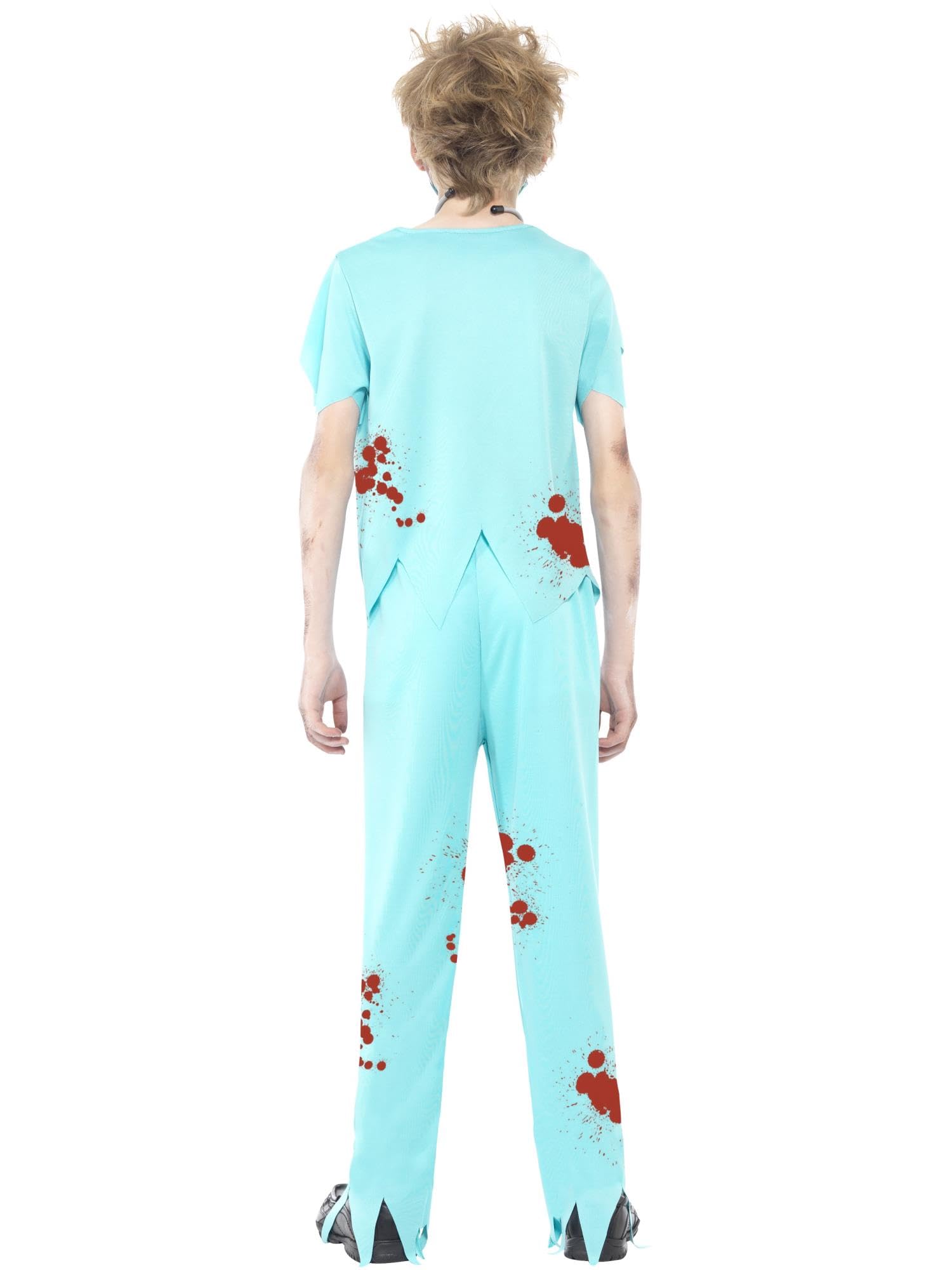 Ulikey Déguisement Médecin Zombie Homme – Blouse, Pantalon, Masque, Stéthoscope, Couteau – Costume Complet Pour Halloween