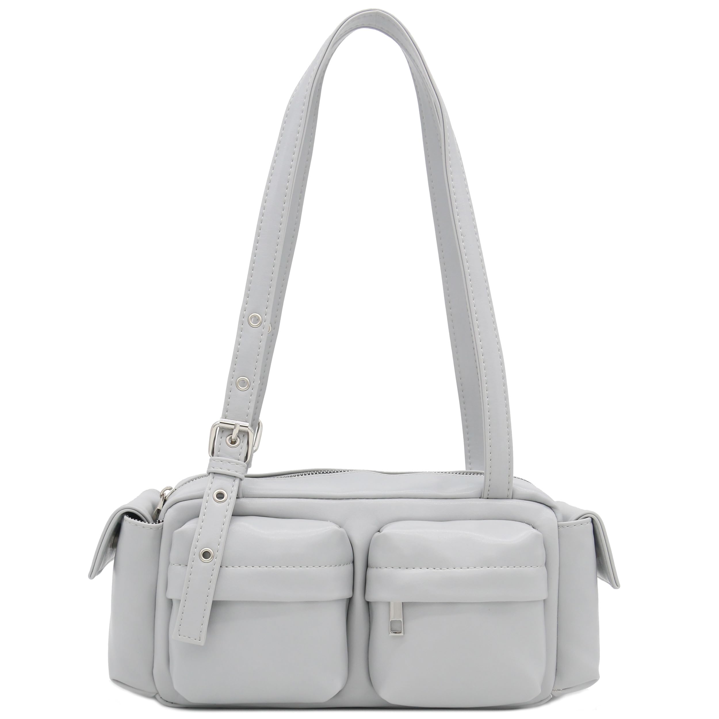 FashionPuzzle PU Leather Multiple Cargo Pockets Shoulder Bag