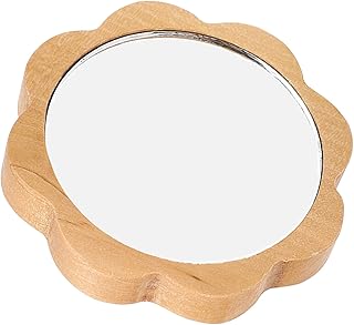 Espejo de maquillaje con marco de madera, esp...