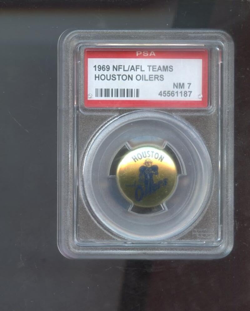 1969 NFL/AFL Teams Pin Pinback Button Houston Oilers PSA 7 Graded Football Card
