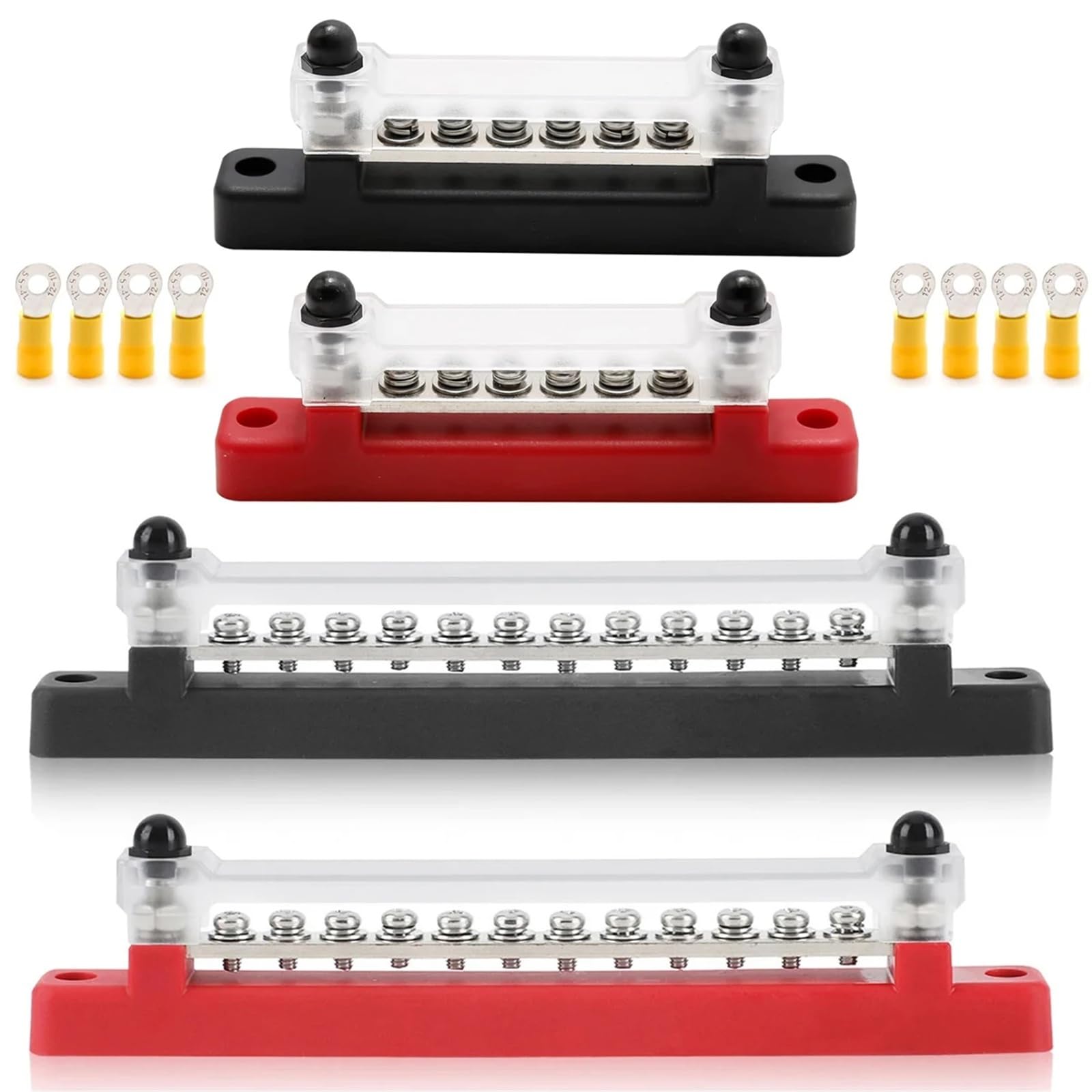 Bloc de distribution d'alimentation 12 V, barre omnibus marine, borne de batterie 150 A avec cosses à œillet (1 pièce)(6 Terminal black)