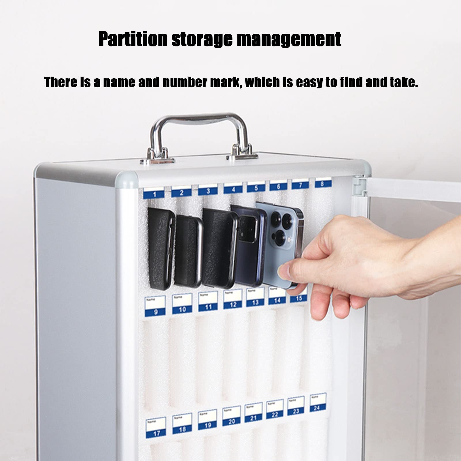 Btsunotr Edelstahl-Handyschrank - Wandmontierbar & Abschließbar Mit 24 Slots, Ideal Für Schule & Büro