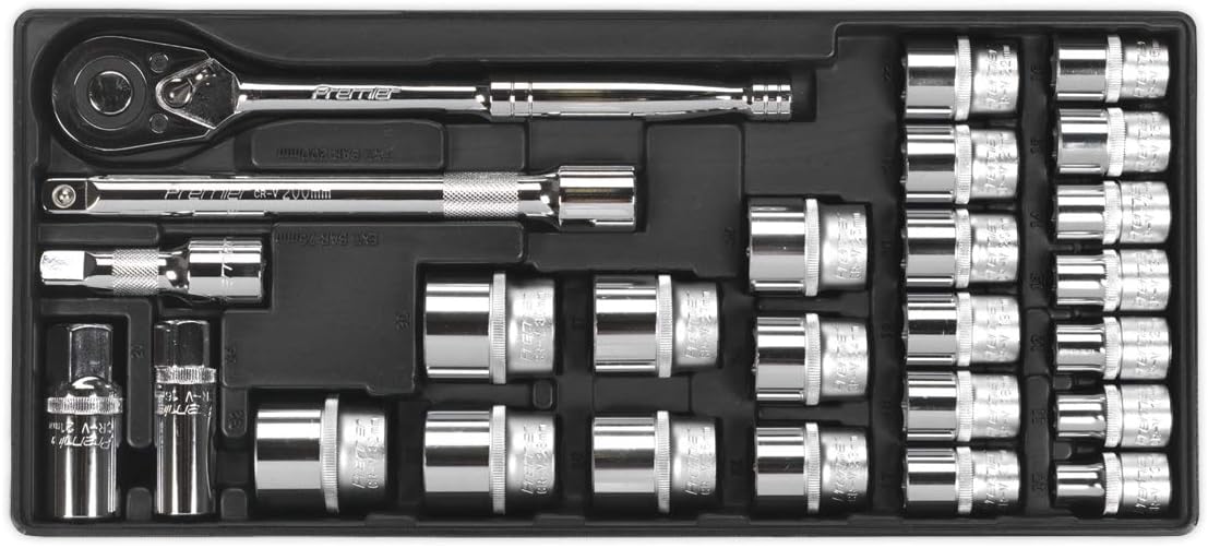 Sealey Tbt21 Tool Tray with Socket Set 26Pc 1/2Sq Drive