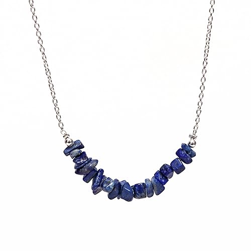 Gempires Blue Lapis Lazuli Crystal Necklaces September Birthstone Gemstone Jewelry Hypoallergenic 18 Inch Silver Plated Dainty Necklaces For Women