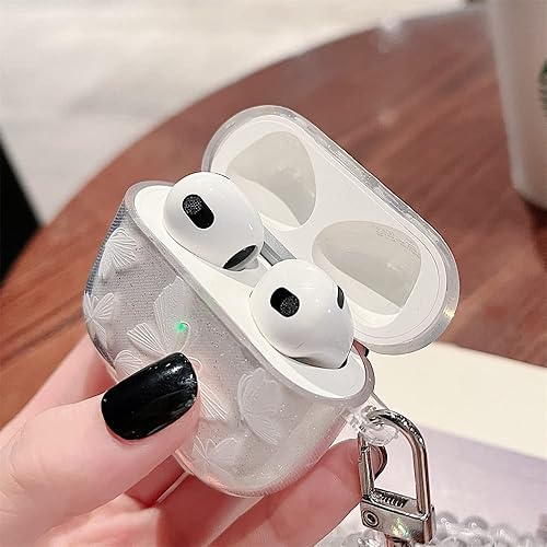 Miniatura 5 de Funda transparente holográfica de corazón compatible con Airpods Pro 2nd patrón láser de corazón de amor fundas protectoras estéticas con purpurina