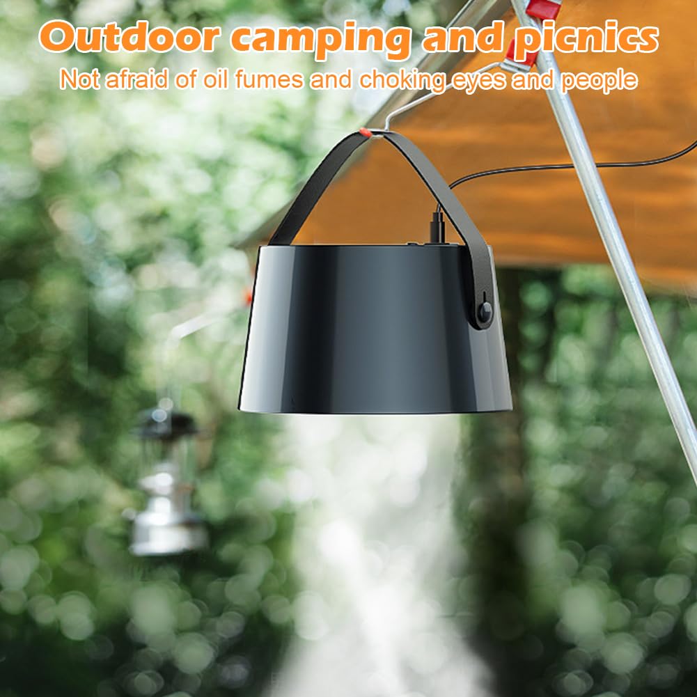 Mini hotte aspirante portable, extracteur d'air portable et puissant, 3 positions de vent, ventilateur amovible et lavable, pour barbecues intérieurs, fondue et cuisine de camping-car (Gris)