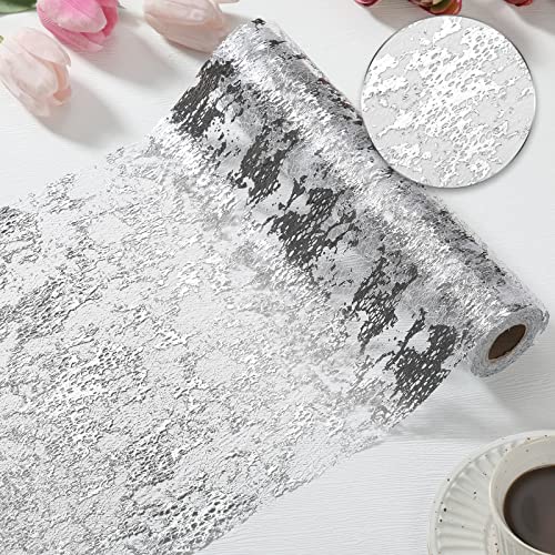 Chengu Metallic Table Runner Mesh Table Runners 11 x 590 Inch Desk Centerpieces for Party Bridal Party Wedding Decorations Thin Bridal Shower(2 Pieces,Silver) by CHENGU - Used condition - US$16.38