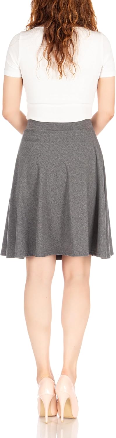 Dani's Choice Simple Stretch A-line Flared Knee Length Skirt - Image 4