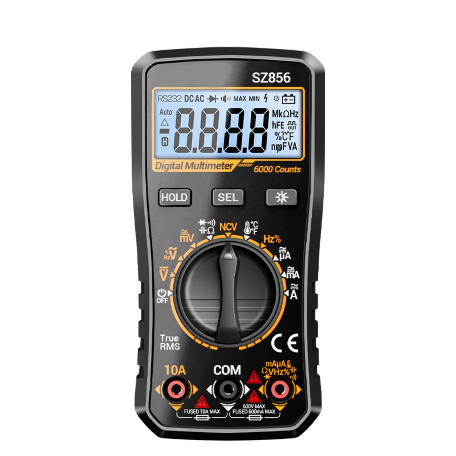 Yjcnelcr Black Precisions Sz856 Digital Multimeter With Ncv Voltages Detections & Backlit Lcd Display For Electrical Testing Digital Multimeter