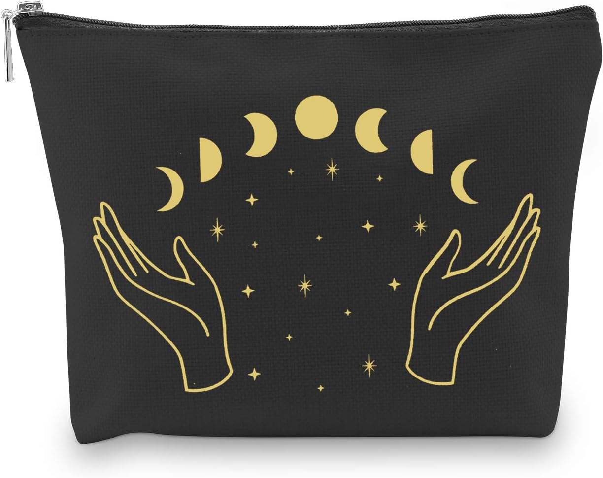 GJTIMMoon Witch Zipper Pouch Bag for Tarot Cards Crystals Witchy Things Moon Phase Bag (Moon Witch Bag)