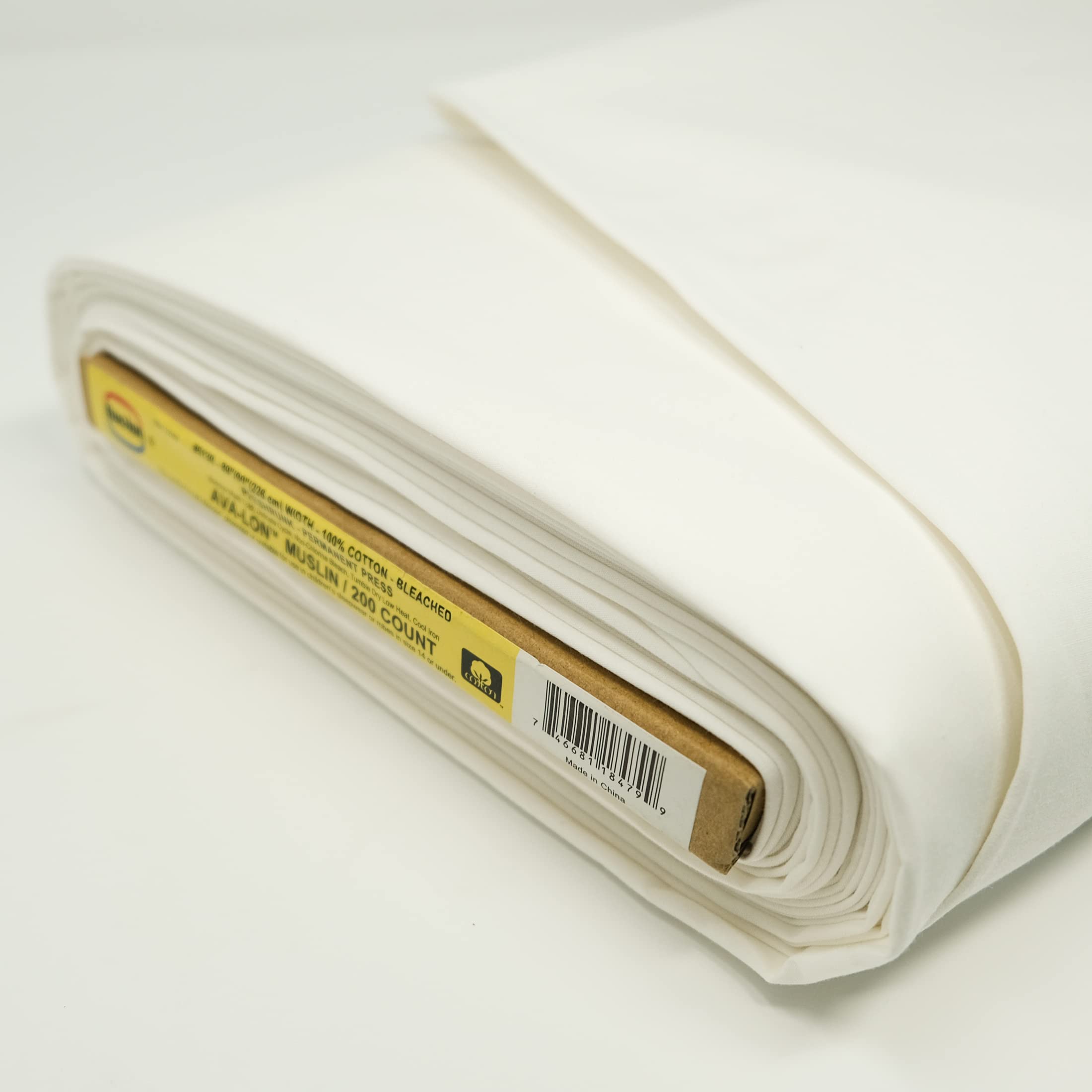 107/108 100% Cotton Bleached Ava-Lon Permanent Press, Cut by Yard, White