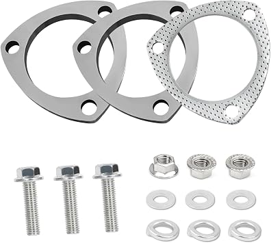 2.5" Exhaust Flange Gasket with 3 Exhaust Bolts Tool Set,Stainless Steel Exhaust Flange Repair Kit for Securing Exhaust System Component,Durable Car Accessories Exhaust Gaskets Kit 2.5"
