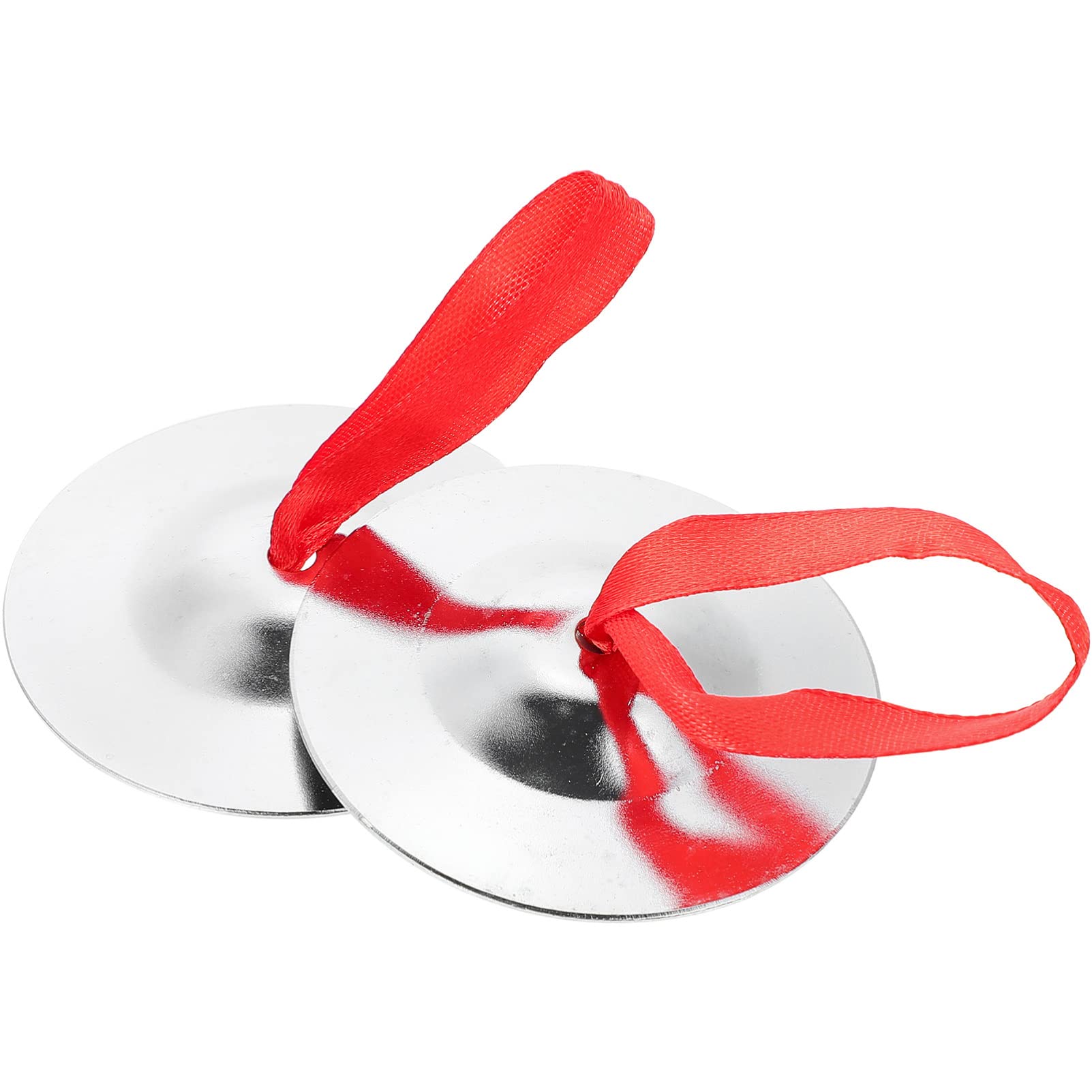 LSHSR1 Pair Finger Cymbals Copper Belly Zills Dance Finger Musical Instrument Tibetan Yoga Meditation Chime Bells Rhythm Kids Toys for Dancer Ball Evening Party Silver