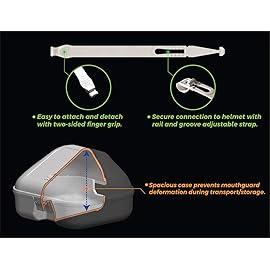 COOLLO SPORTS Lip Guard Mouthguard MAXX/Might Football and High Impact Sports Lip Protector for Adults & Youth (Strap Included) (Golden Black Fangs -(One Layer), with Case (Adult 8+))