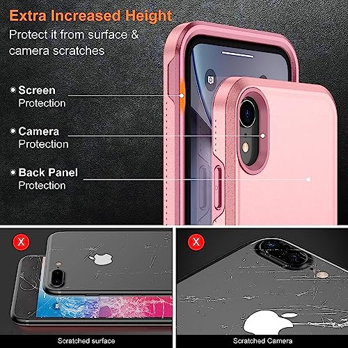 Lanteso For Iphone Xr Case，[12Ft Military Drop Protection] [With 2 Pcs Tempered Glass Screen Protector] [Shockproof] Heavy Duty Protection Phone Case For Iphone Xr 6.1 Inch-Pink #TOP2