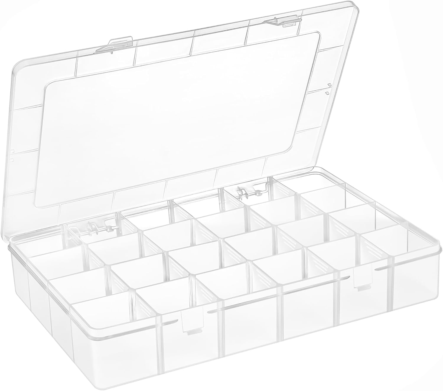 Large 24 Grids Clear Plastic Jewelry Organizer Box with Adjustable Dividers, Craft Organizers and Storage, Compartment Storage Box for Jewelry, Beads, Fishing Tackle, Art, DIY Crafts, Tools