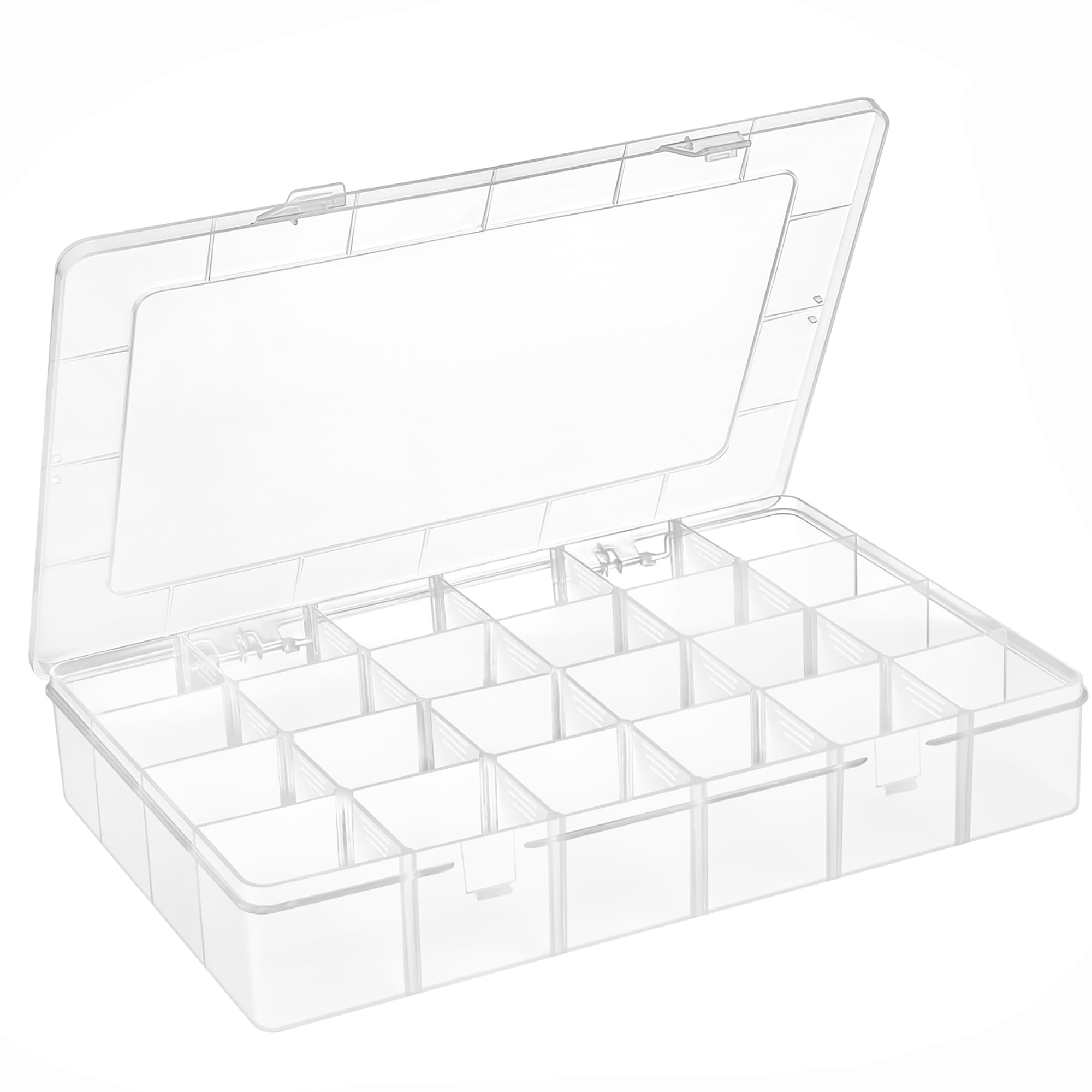 YBhuoo Large 24 Grids Clear Plastic Jewelry Organizer Box with Adjustable Dividers, Craft Organizers and Storage, Compartment Storage Box for Jewelry,
