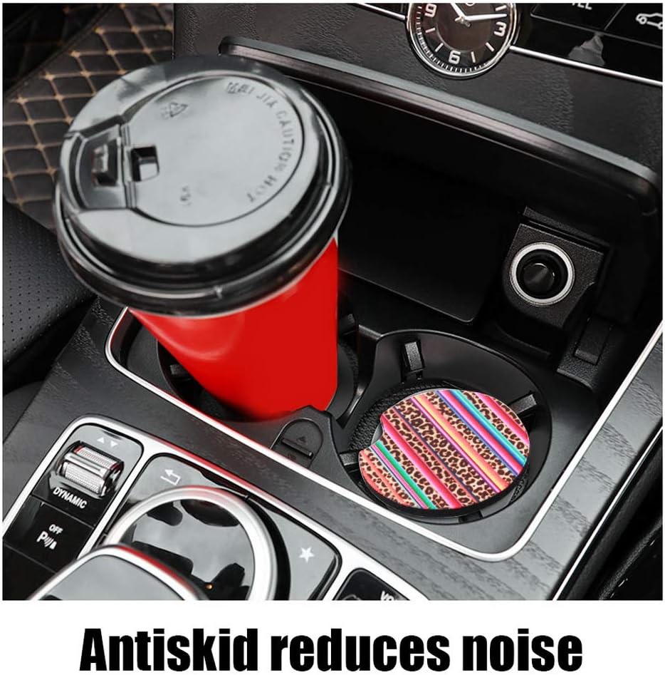 6 Pack Car Coasters, 2.56 Inch 3 Leopard Cup Holder Coasters for SUV Accessories or Any Vehicle (Classic Pattern)