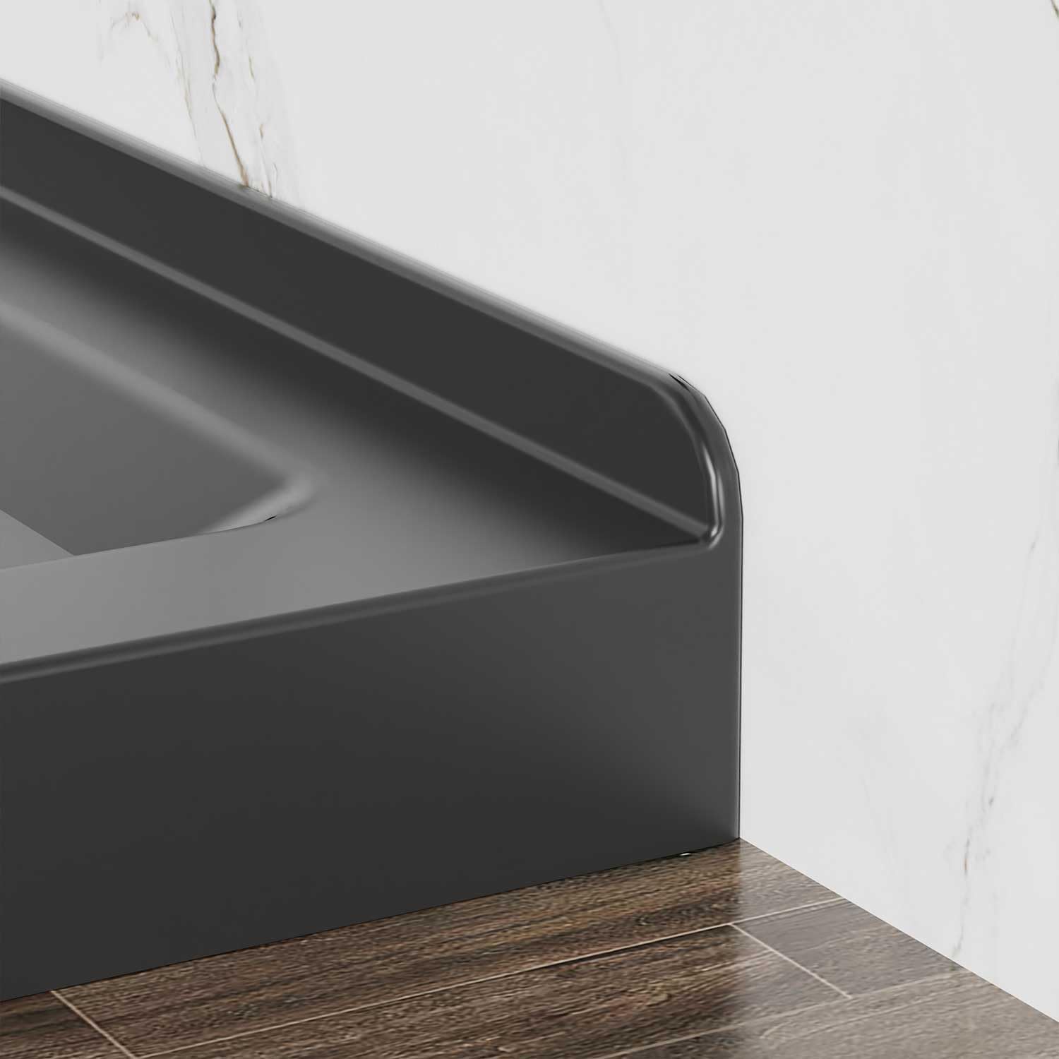 36" x 36" Black Shower Base - Anti-Slip Acrylic Pan, Center Drain, Double Threshold, Easy Installation for Walk-in & Sliding Showers - Durable & Stylish