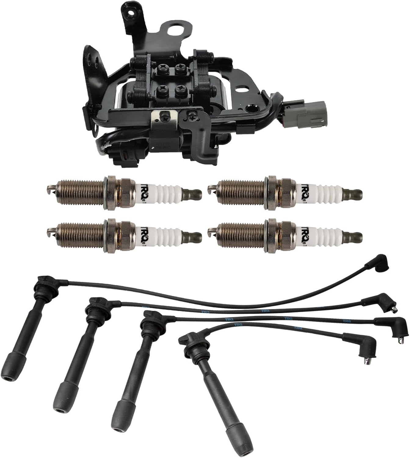 TRQ Ignition Coil and Spark Plug Kit 6 Piece Iridium Spark Plugs Compatible with 2003-2008 Hyundai Tiburon