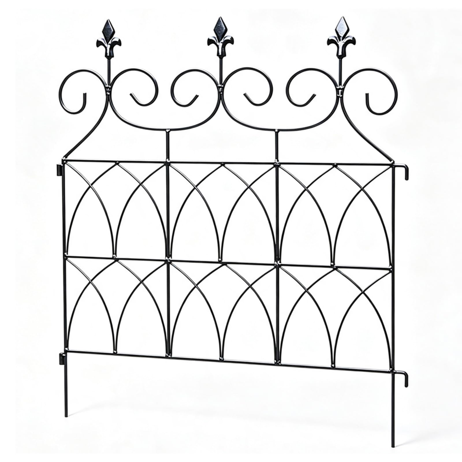 Artenzaun Aus Metall, Zaun Für Draußen Zaunpfosten, Frei Kombinieren Schnelle Montage Rostfrei Metall-Schutzzaun Für Blumenbeet, Hof, Terrasse,Schwarz,5 Panels