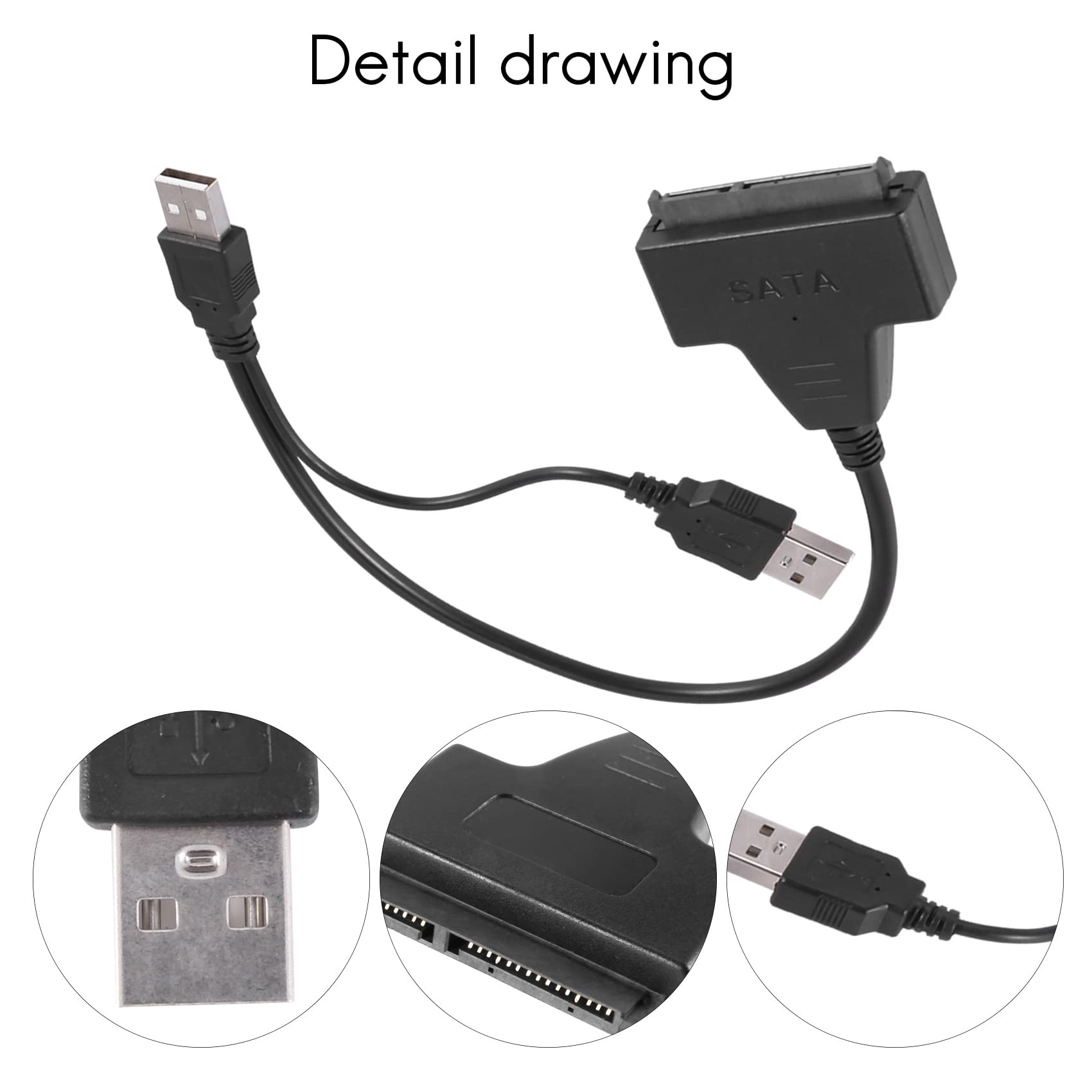 Pasuihcay USB 2.0 to IDE SATA S- 2.5/3.5 inch Adapter for HDD/SSD Laptop Hard Disk Drive Converter Cable, Black