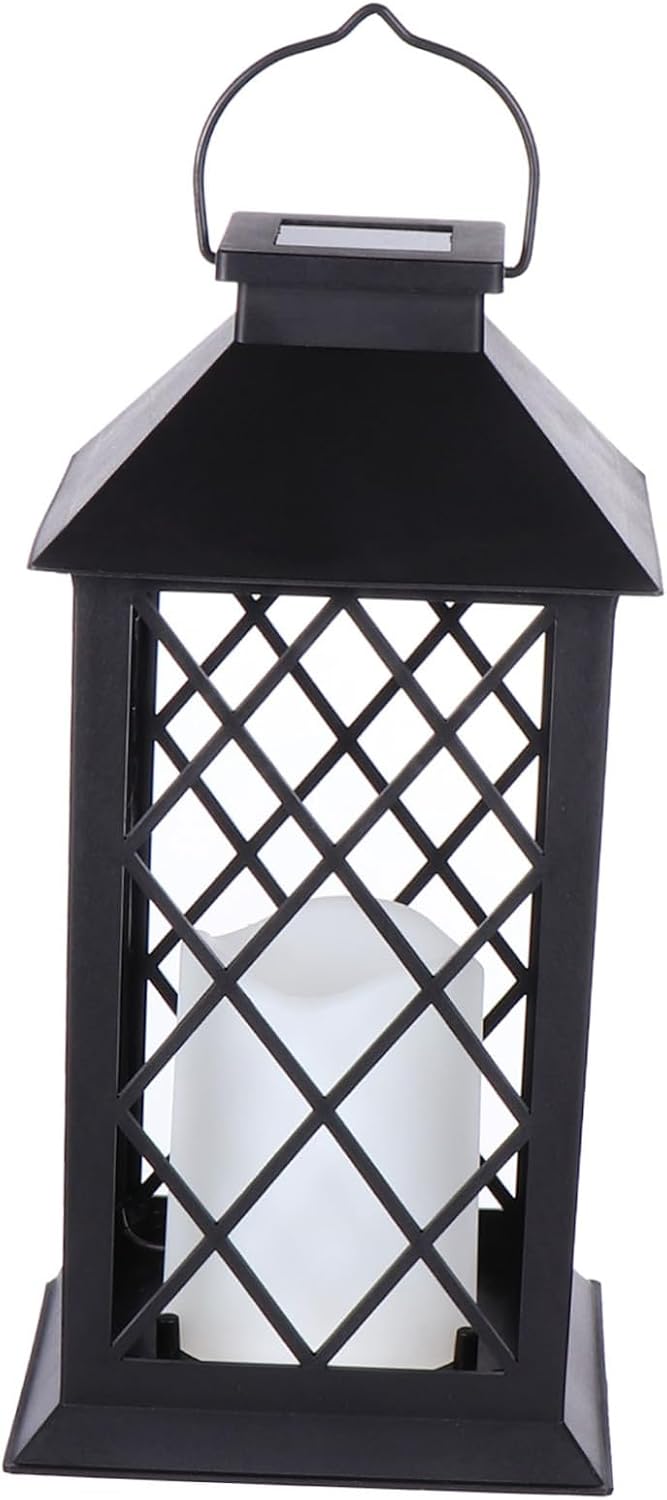 1pc Solar Wind Lamp Festoon Artificial Solar Light Bulb LED Candle Holders Units Mosaic Candle Holder Post Electric Heater Tree Outdoor Hanging Lights Flame Flickering Black Iron