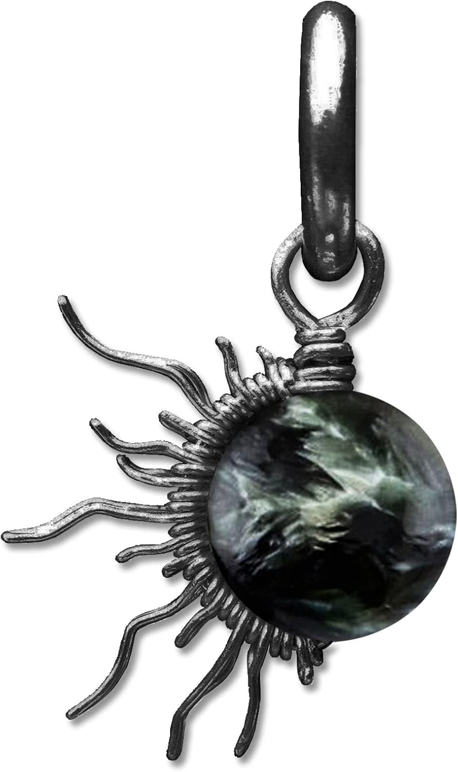 Seraphinite 6mm Mini Sun Pendant in Steel, Copper, Bronze, Black Iron, Titanium, Sterling Silver, 14K Gold, Rose Gold, or Black Niobium Wire (Handmade)