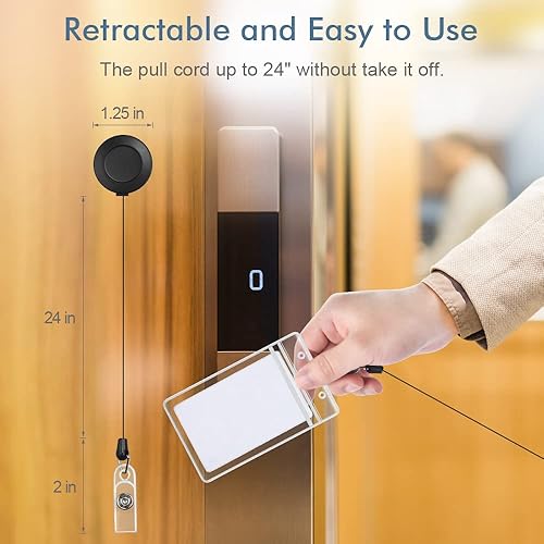 Miniatura 4 de Mcyye Paquete de 3 soportes retráctiles para tarjetas de identificación, carrete de insignia de alta calidad con cable de tracción de 24 pulgadas,