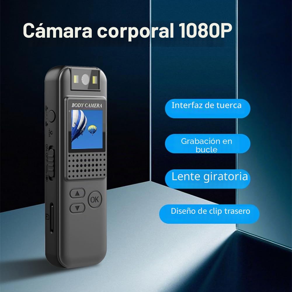 Andoer Body Cam con audio y video mini cámara corporal True 1080P cámara de cuerpo pequeño cámara de video de bolsillo personal Cámara portátil para cursos Fechado carrera entrega casa policía