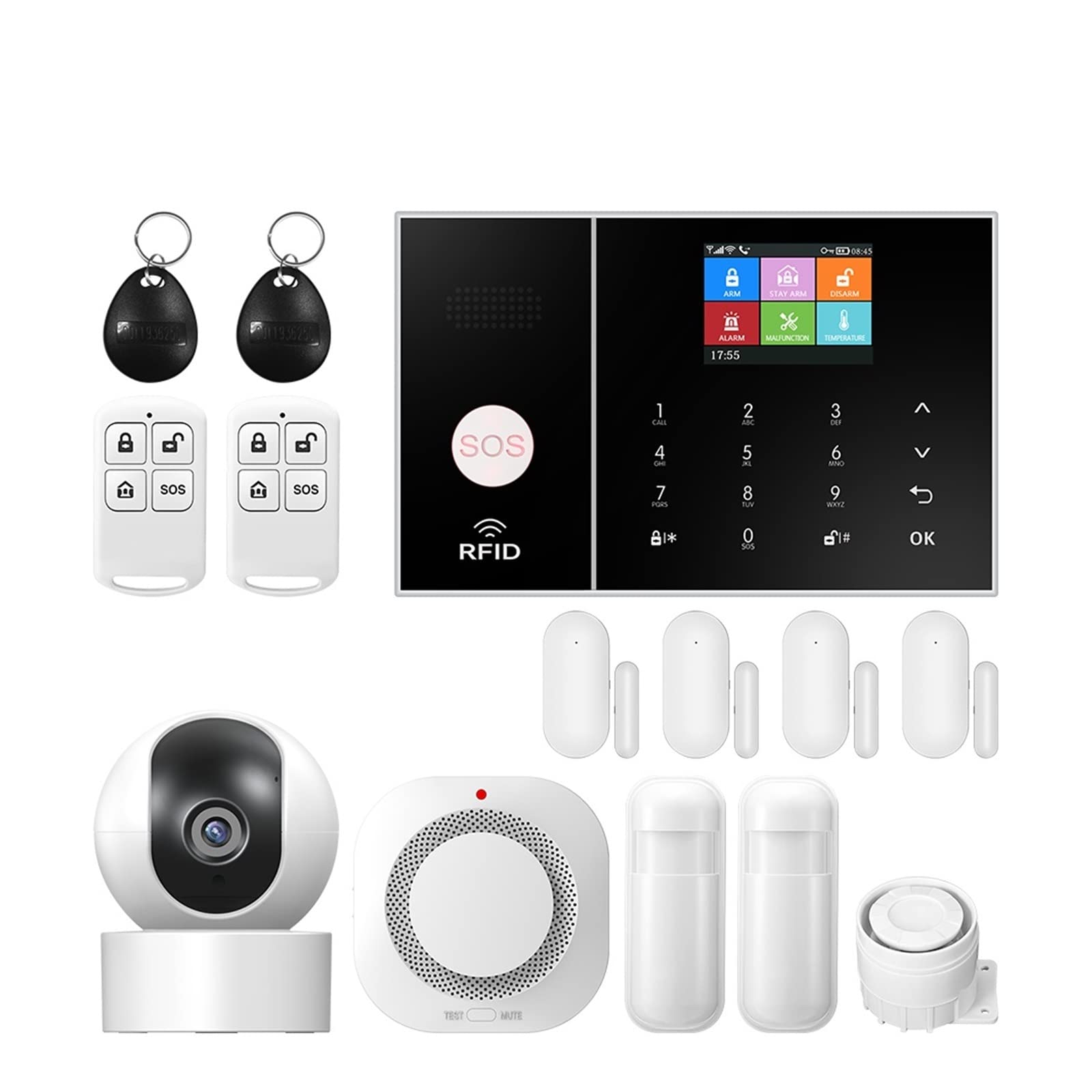CUDTAPI Alarm System For Home GSM Security Host With Door And Motion Sensor Tuya App Control Work(H)