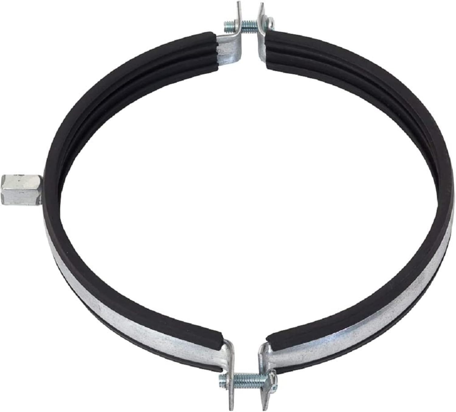 4 Inch Pipe Clamp Pack of 5 - Pipe Hanger for Ventilation Duct Connection to the Wall or Ceiling - Metal Duct Clamp with Rubber Seal - Tube Support Mounting Brackets - Thread M8/M10
