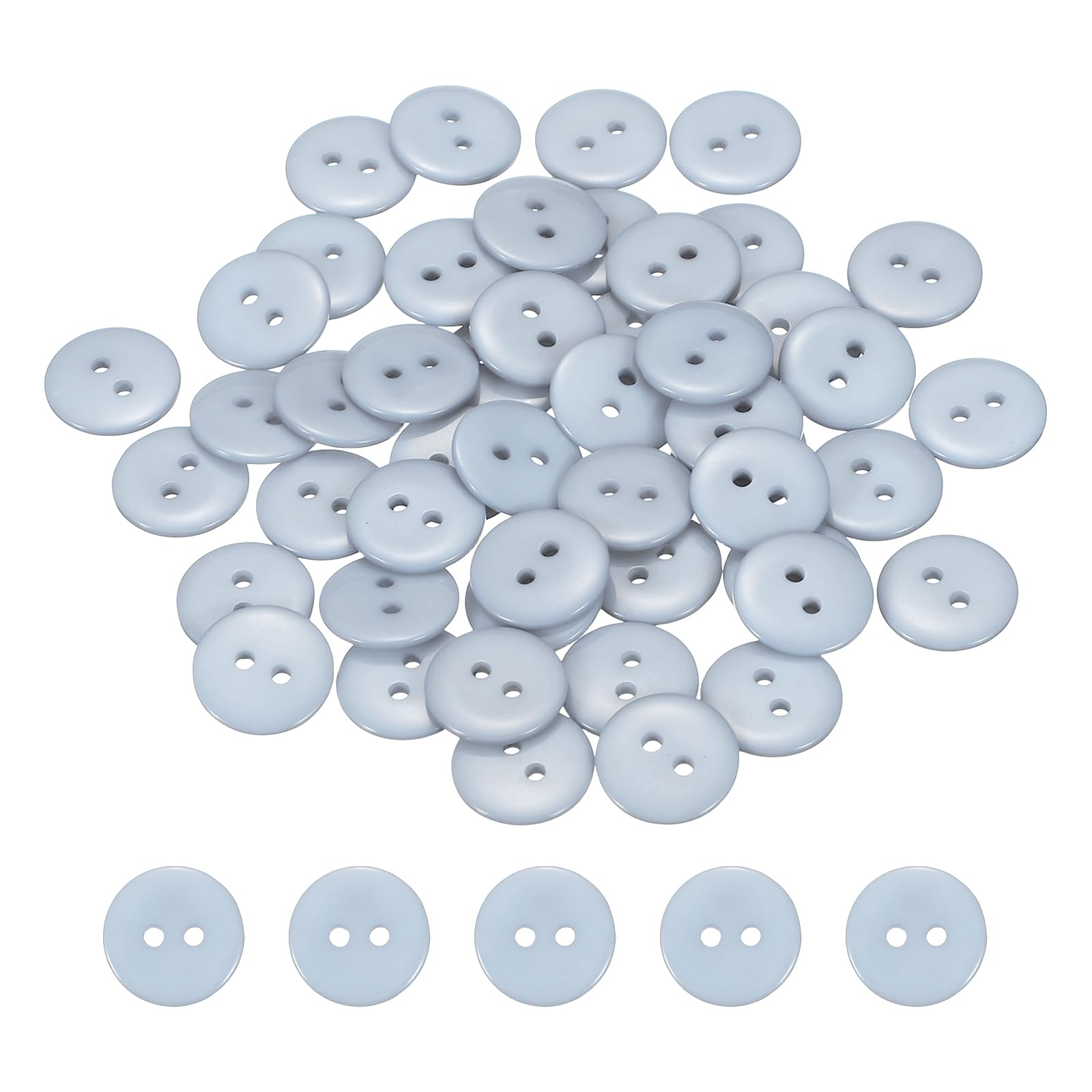 sourcing map 50pcs Resin Sewing Button, 15mm (5/8-inch) 2 Holes Round Craft Decorative Buttons for Coat Clothes Holiday Decoration, Gray โ image 1