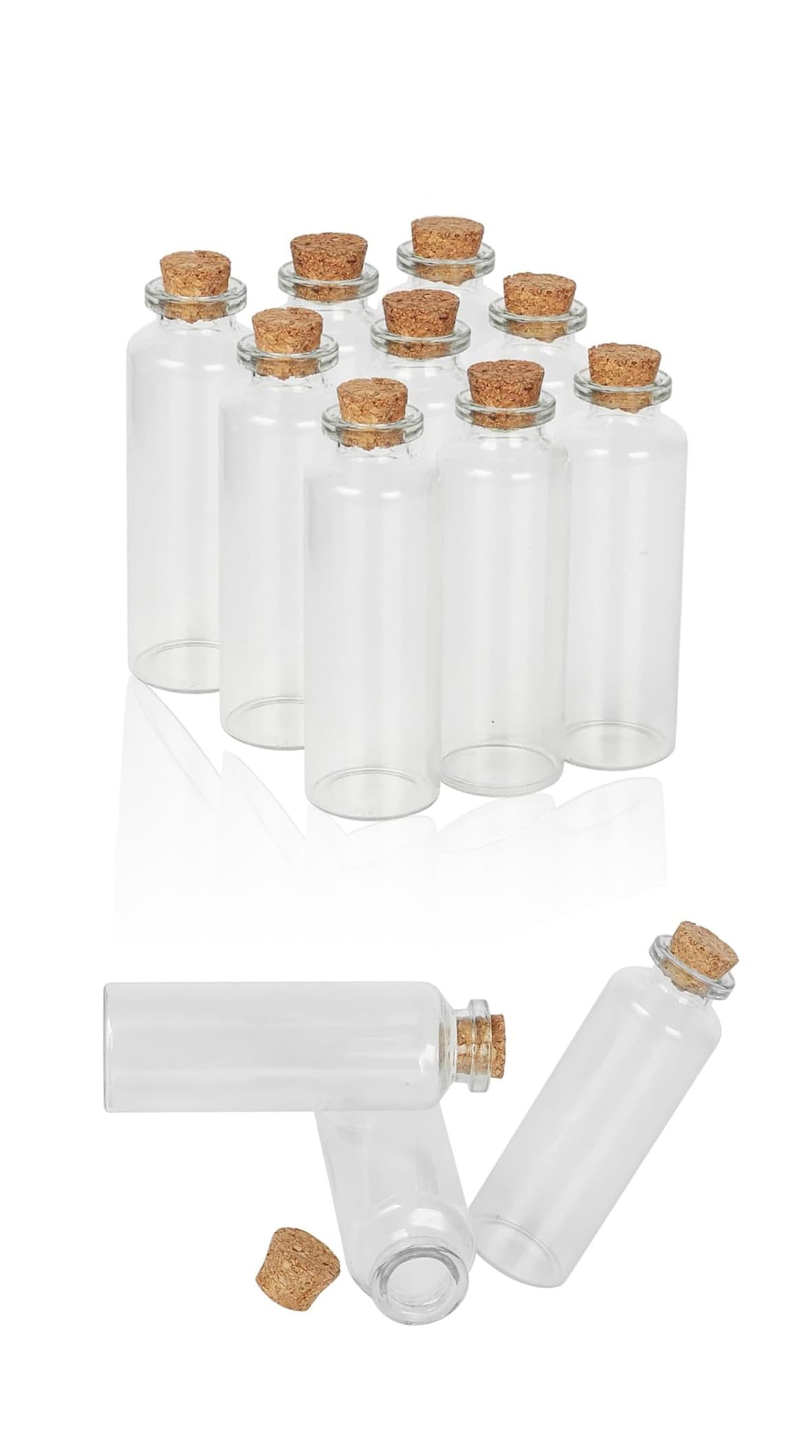 Cork Stopper Mini Glass Jars (20pcs, 30ml) - Clear Glass Wish Bottles for Storage, Party Favors, DIY Decorations, Wedding Favors - 3cm x 7cm Compact Design for Elegant and Practical Use