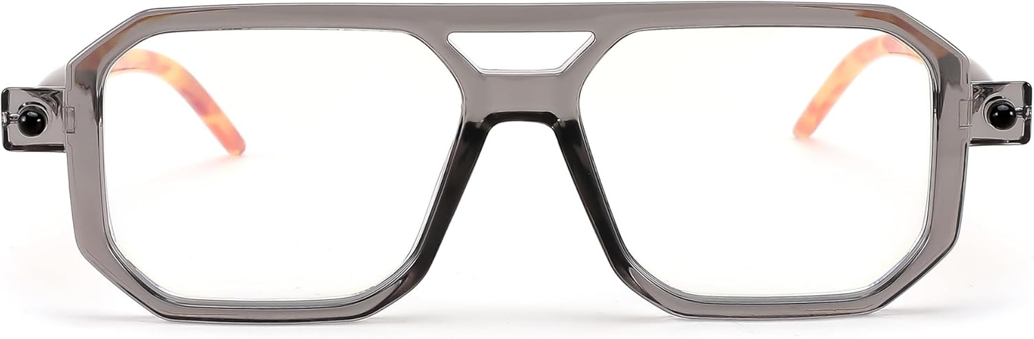 FEISEDY Reading Glasses Vintage Square Blue Light Blocking Glasses Women Men 70s Flat Aviator Glasses B0090 Grey 1.0 x image 2 of 7 B0CNG5YZ4P