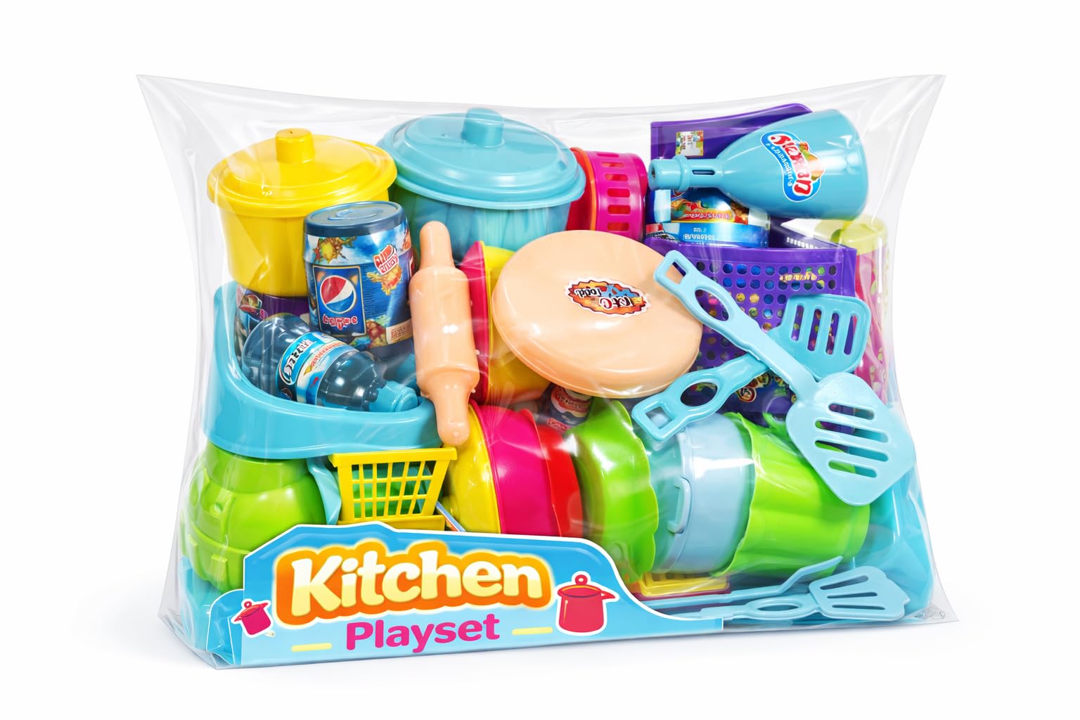 Kitchen Set Toy Best Plastic Tea Party Pretend Play Kitchen Set with Food Toy for Kids Including Dessert Carrying Case Tea Set for Girls Birthday Toddler Gifts Age 3-12, Multicolor