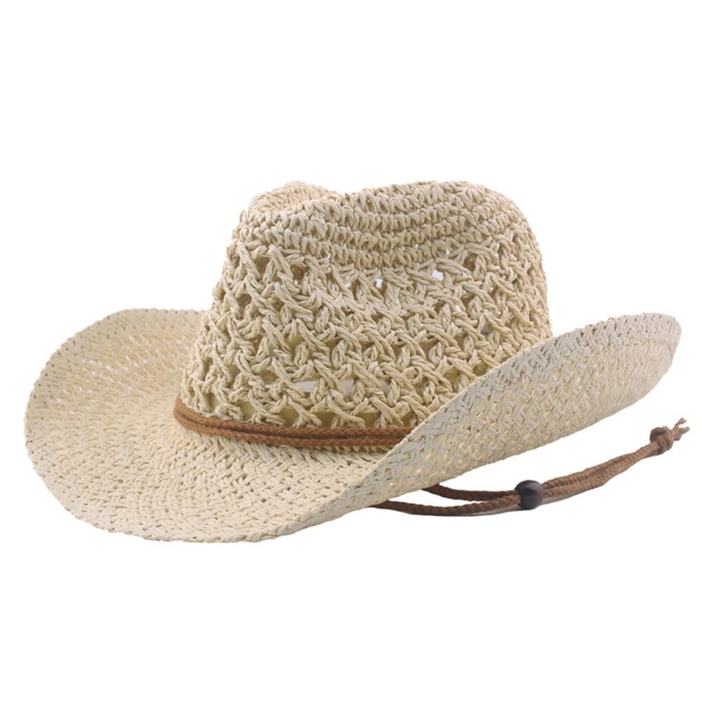 Cappello di Paglia da Uomo Cappello di Paglia da Cowboy Estivo da Uomo può Essere Piegato Cappello a Tesa Larga con Parasole Traspirante for Alpinismo Casual