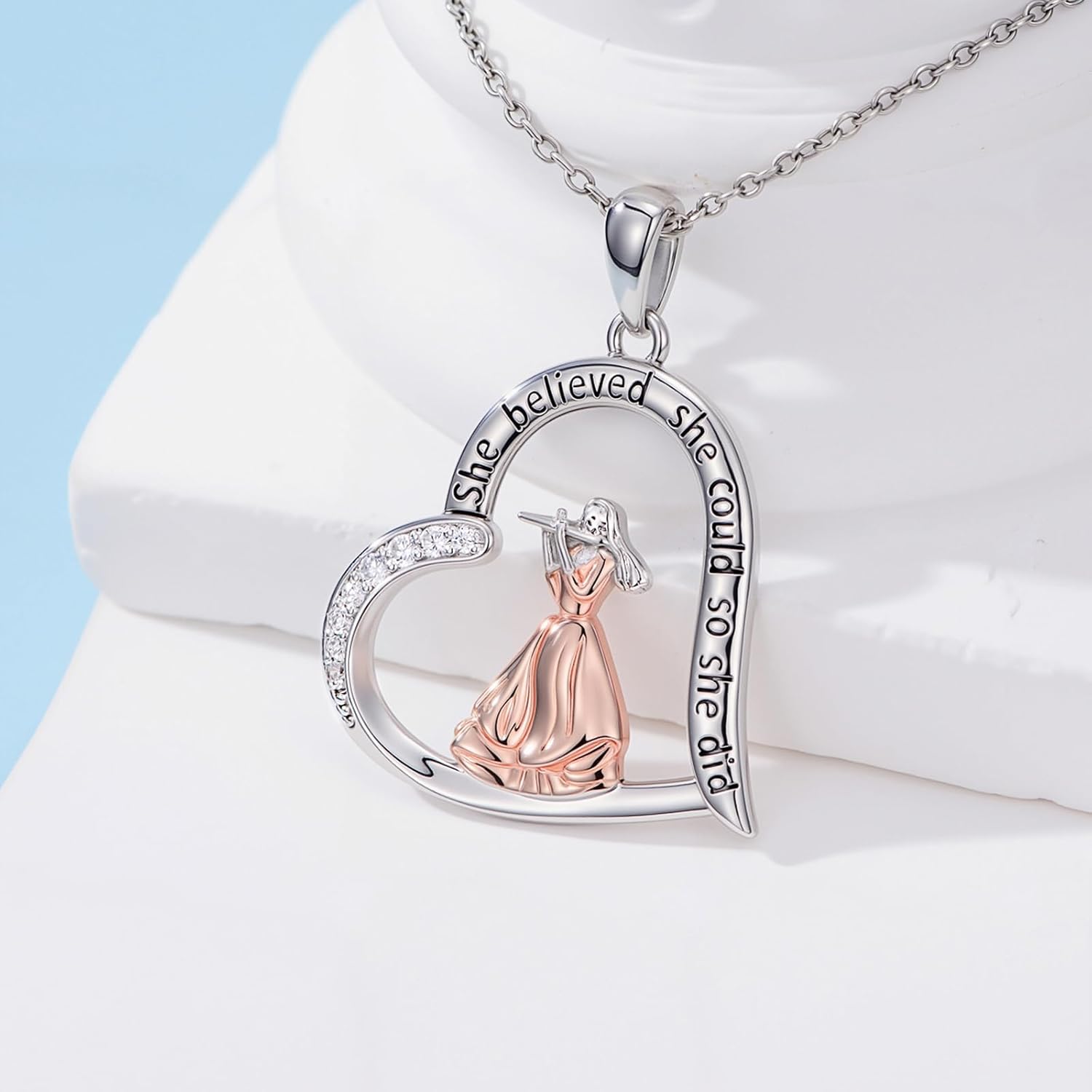 YYB Ballet/Violin/Cello/Flute/Piano/Saxophone/Accordion/Harp Necklace for Women 925 Sterling Silver Ballet Instrument Pendant Jewelry Music Lover Valentines Day Gifts for Women - Image 6
