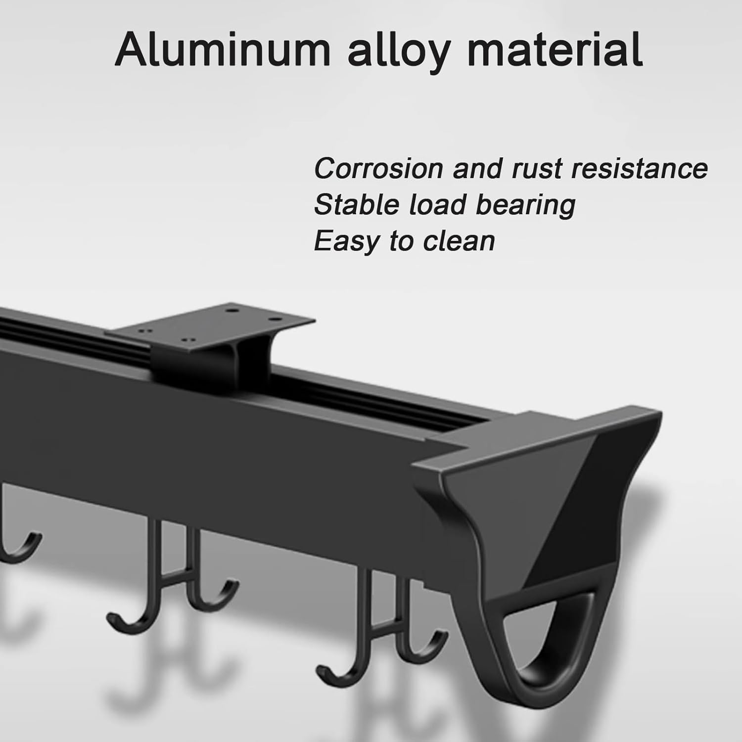 Belt Scarf Hanger - Pull Out Pots and Pans Organizer, Aluminum Alloy Closet Holder Hanger Rail with Adjustable Hooks, for Cabinet, Closet Tie Rack, for Storage and Organization(26cm/10.2in)