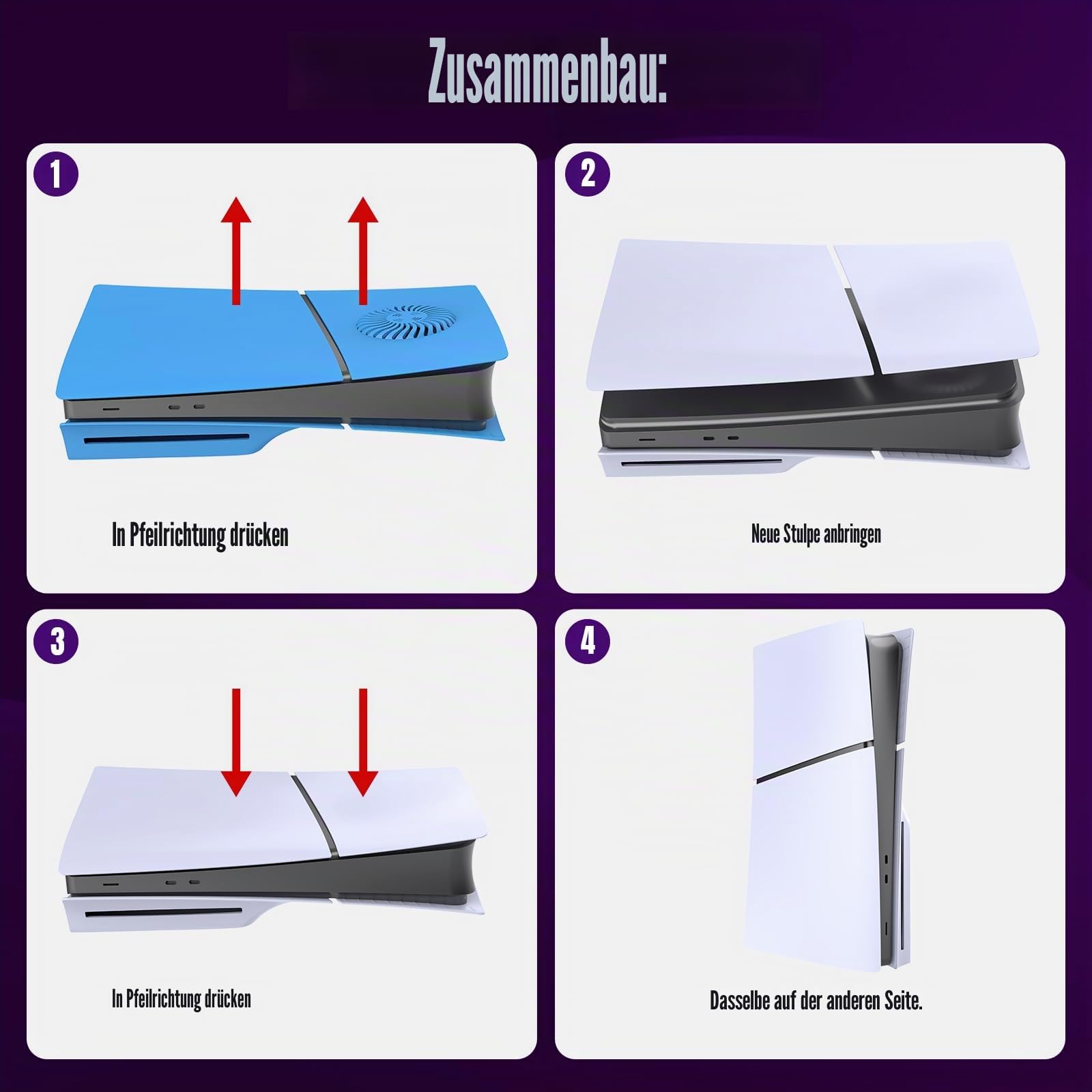PS5 Slim Disc Edition Abdeckplatten für PlayStation 5 Konsole – kompatible Shell Panels schützende Ersatzblende (weiß)