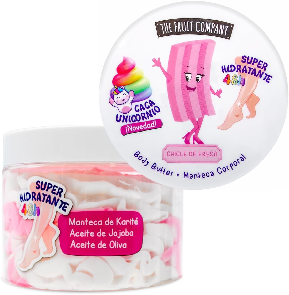 The Fruit Company Body Butter Aardbeien-kauwgom, 300 ml, bodycrème, super hydraterend, veganistische formule