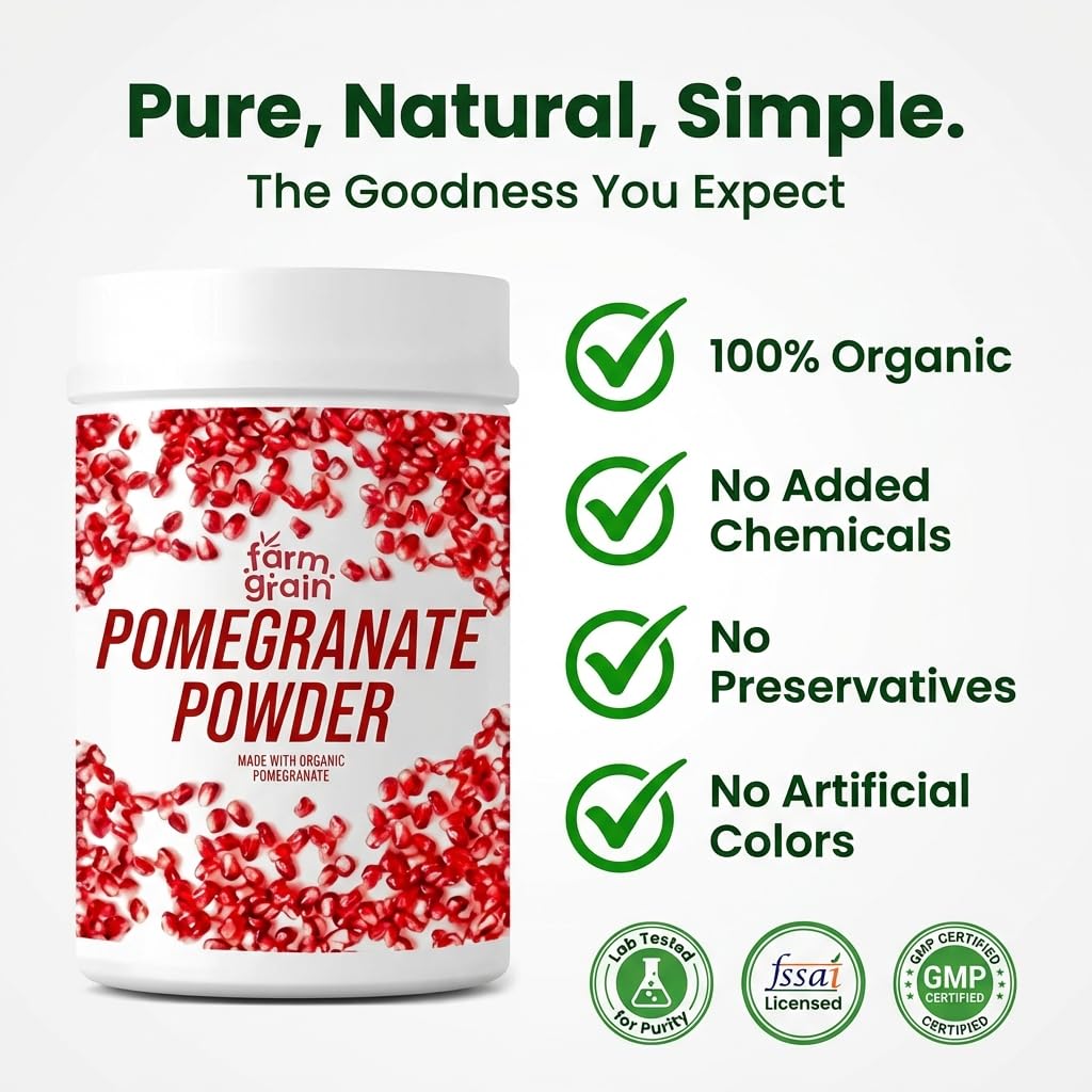 Natural Organic Anar Powder | Pomegranate Powder for Drink | Face Pack Powder | No Added Chemicals | 100gm — Amazon image 7